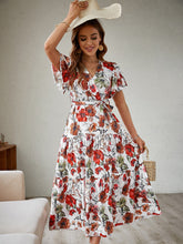 Load image into Gallery viewer, Floral Tied Surplice Midi Dress
