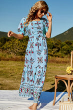 Load image into Gallery viewer, Floral Ruched Puff Sleeve Tiered Maxi Dress
