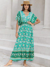 Load image into Gallery viewer, Floral V-Neck Smocked Short Sleeve Dress
