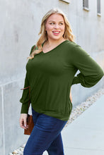 Load image into Gallery viewer, Basic Bae Full Size V-Neck Lantern Sleeve Blouse
