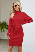 Load image into Gallery viewer, Ribbed Mock Neck Long Sleeve Dress
