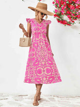 Load image into Gallery viewer, Floral V-Neck Cap Sleeve Dress
