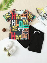 Load image into Gallery viewer, Slogan Print Round Neck Top and Shorts Set
