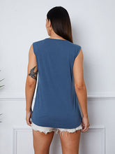 Load image into Gallery viewer, Square Neck Decorative Button Tank
