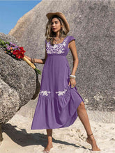 Load image into Gallery viewer, Embroidered Square Neck Ruffle Hem Dress
