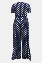 Load image into Gallery viewer, Plus Size Polka Dot Round Neck Top and Wide Leg Pants Set
