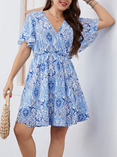 Load image into Gallery viewer, Plus Size Surplice Flutter Sleeve Mini Dress

