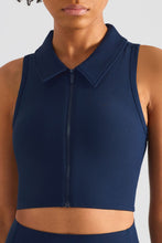 Load image into Gallery viewer, Zip Up Collared Cropped Sports Top
