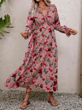 Load image into Gallery viewer, Floral Frill Trim V-Neck Maxi Dress
