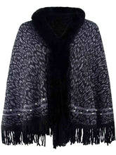 Load image into Gallery viewer, Leopard Fringe Hem Poncho
