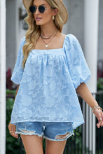 Load image into Gallery viewer, Applique Puff Sleeve Square Neck Blouse
