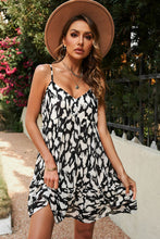 Load image into Gallery viewer, Printed Spaghetti Strap Ruffle Hem Dress
