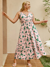 Load image into Gallery viewer, Plus Size Floral Frill Trim Spaghetti Strap Maxi Dress
