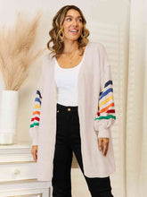 Load image into Gallery viewer, Striped Open Front Dropped Shoulder Cardigan
