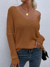 Load image into Gallery viewer, Rib-Knit V-Neck Tunic Sweater
