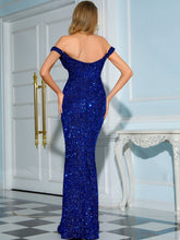 Load image into Gallery viewer, Sequin Off-Shoulder Backless Dress
