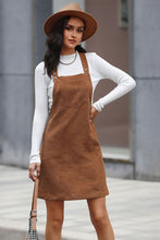 Load image into Gallery viewer, Corduroy Mini Overall Dress with Pocket
