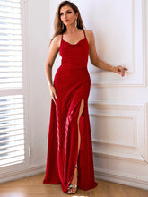 Load image into Gallery viewer, Lace-Up Backless Split Cami Dress
