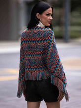 Load image into Gallery viewer, Fringe Hem Boat Neck Poncho
