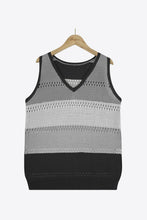 Load image into Gallery viewer, Striped Openwork V-Neck Knit Tank
