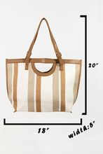 Load image into Gallery viewer, Fame Striped PU Leather Trim Tote Bag
