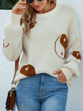 Load image into Gallery viewer, Tai Chi Print Lantern Sleeve Round Neck Sweater
