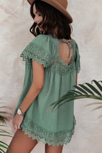 Load image into Gallery viewer, Spliced Lace Tie-Back Babydoll Top
