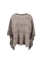 Load image into Gallery viewer, Round Neck Fringe Detail Sleeve Poncho
