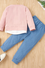 Load image into Gallery viewer, Girls Round Neck Sweatshirt and Pants Set
