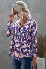 Load image into Gallery viewer, Leopard and Tie-Dye Print Ruffle Hem Top

