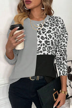 Load image into Gallery viewer, Leopard Color Block Round Neck T-Shirt
