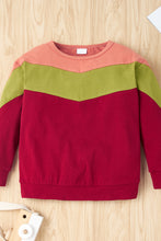 Load image into Gallery viewer, Kids Color Block Sweatshirt and Solid Skirt Set
