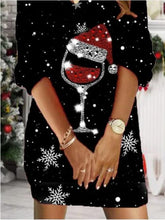 Load image into Gallery viewer, Printed V-Neck Long Sleeve Dress
