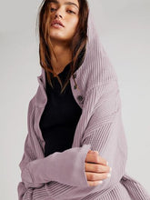 Load image into Gallery viewer, Waffle-Knit Dropped Shoulder Hooded Jacket
