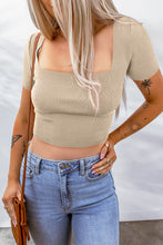 Load image into Gallery viewer, Lace-Up Square Neck Crop Top
