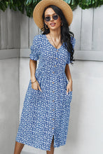 Load image into Gallery viewer, Ditsy Floral Button Down Midi Dress with Pockets
