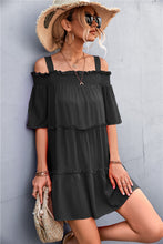 Load image into Gallery viewer, Cold-Shoulder Frill Trim Tiered Dress
