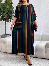Load image into Gallery viewer, Plus Size Striped Maxi Dress with Pockets
