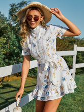 Load image into Gallery viewer, Floral Keyhole Tie Waist Mini Dress
