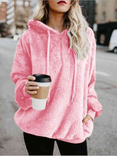 Load image into Gallery viewer, Full Size Quarter-Zip Drawstring Teddy Hoodie
