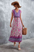 Load image into Gallery viewer, V-Neck Short Sleeve Printed Maxi Dress
