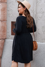 Load image into Gallery viewer, Plus Size Button Front Elastic Waist Long Sleeve Dress
