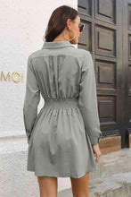 Load image into Gallery viewer, Johnny Collar Smocked Waist Long Sleeve Mini Dress
