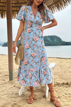 Load image into Gallery viewer, Floral Tie Waist Ruffle Hem Dress
