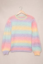 Load image into Gallery viewer, Gradient Stripes Bishop Sleeve Sweater
