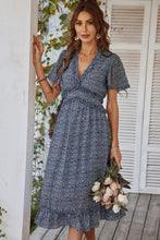 Load image into Gallery viewer, Leopard Frill Trim Flutter Sleeve Dress
