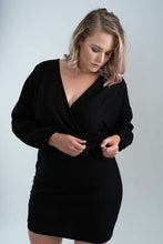 Load image into Gallery viewer, Puff Sleeve Wrap Belted Mini Dress
