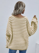 Load image into Gallery viewer, Striped Drop Shoulder V-Neck Pullover Sweater
