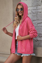 Load image into Gallery viewer, Exposed Seam Drawstring Hooded Jacket with Pockets
