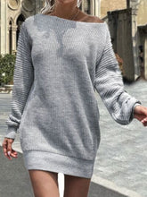Load image into Gallery viewer, One Shoulder Lantern Sleeve Sweater Dress
